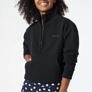 Outdoor Voices Half Zip Cropped Pullover Sweatshirt Black Medium M Activewear
